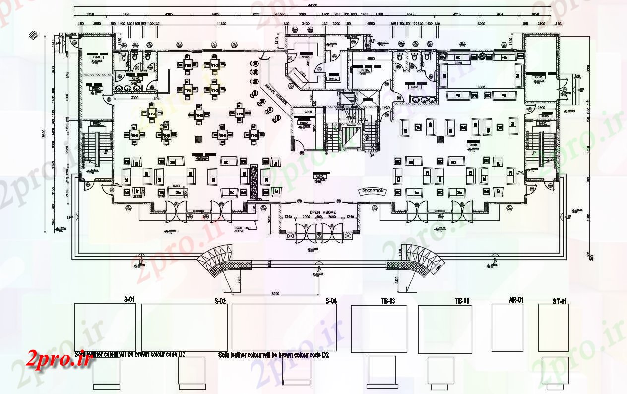 دانلود نقشه هتل ،مهمانسرا ، خوابگاه ، متل 20×44 متر (کد32240)