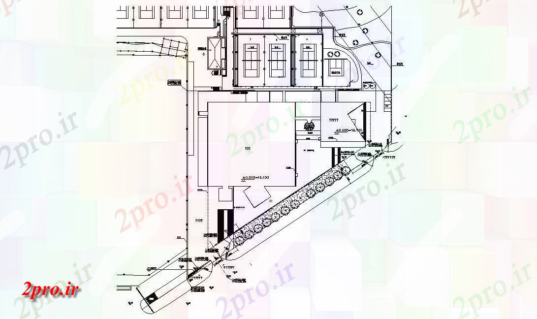 دانلود نقشه باشگاه ، ورزشگاه ، سالن ورزش ، طراحی محوطه ، پارک 62×75 متر (کد32262)