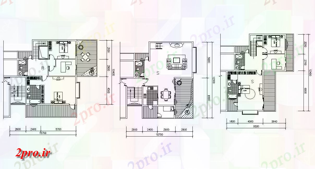 دانلود نقشه مسکونی  ، ویلایی ، آپارتمان 10×10 متر (کد32453)