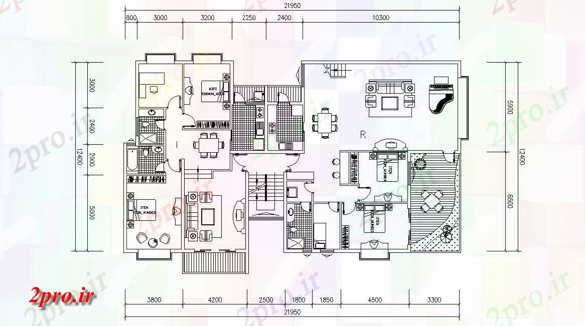 دانلود نقشه مسکونی ، ویلایی ، آپارتمان 12×21 متر 12 در 21 متر (کد32455)