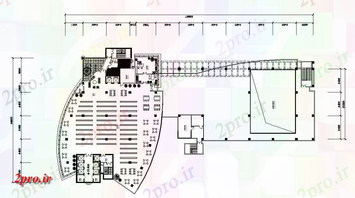 دانلود نقشه تجاری ، اداری ، دفتر کار 44×68 متر (کد32468)