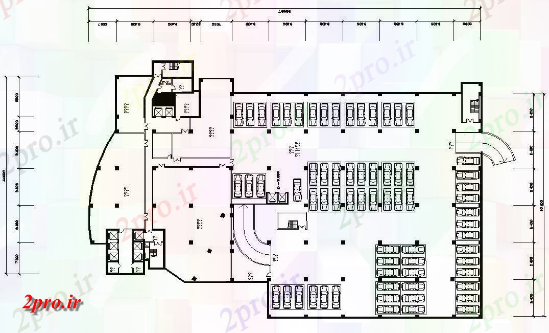 دانلود نقشه پارکینگ ساختمان تجاری  (کد32473)