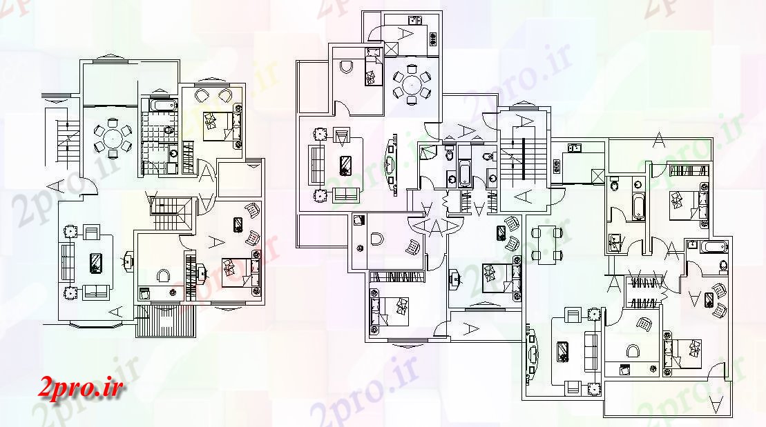 دانلود نقشه مسکونی ، ویلایی ، آپارتمان 21 در 24 متر (کد32535)