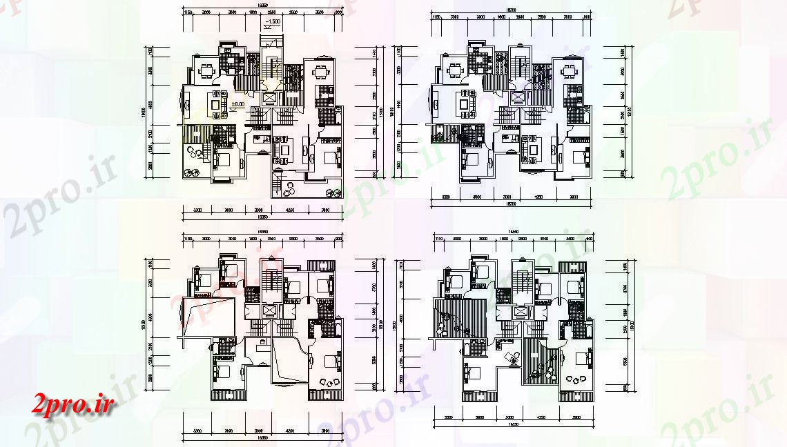 دانلود نقشه مسکونی ، ویلا ، دوبلکس ، اپارتمان 15×18 متر 15 در 18 متر (کد32729)