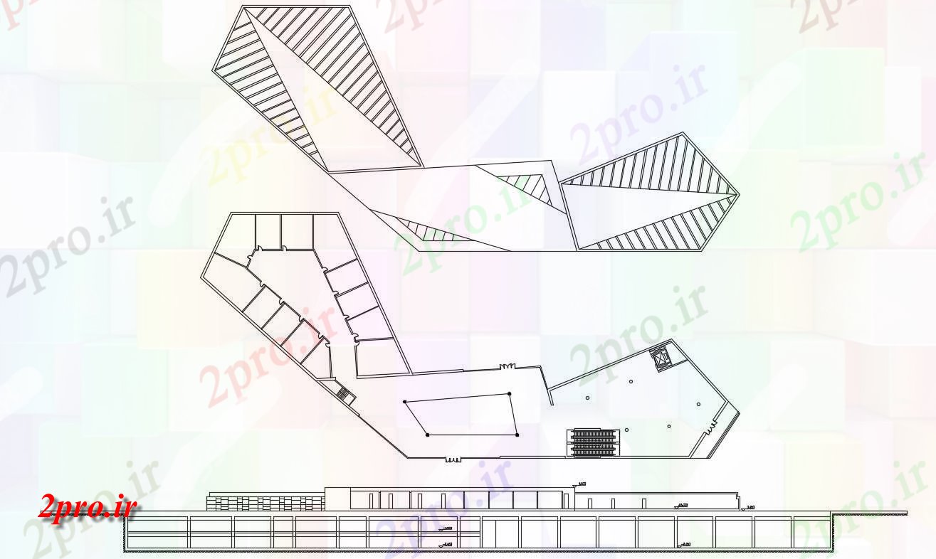 دانلود نقشه بازرگانی ، تجاری ، اداری ، دفتر کار 31×114 متر (کد32776)