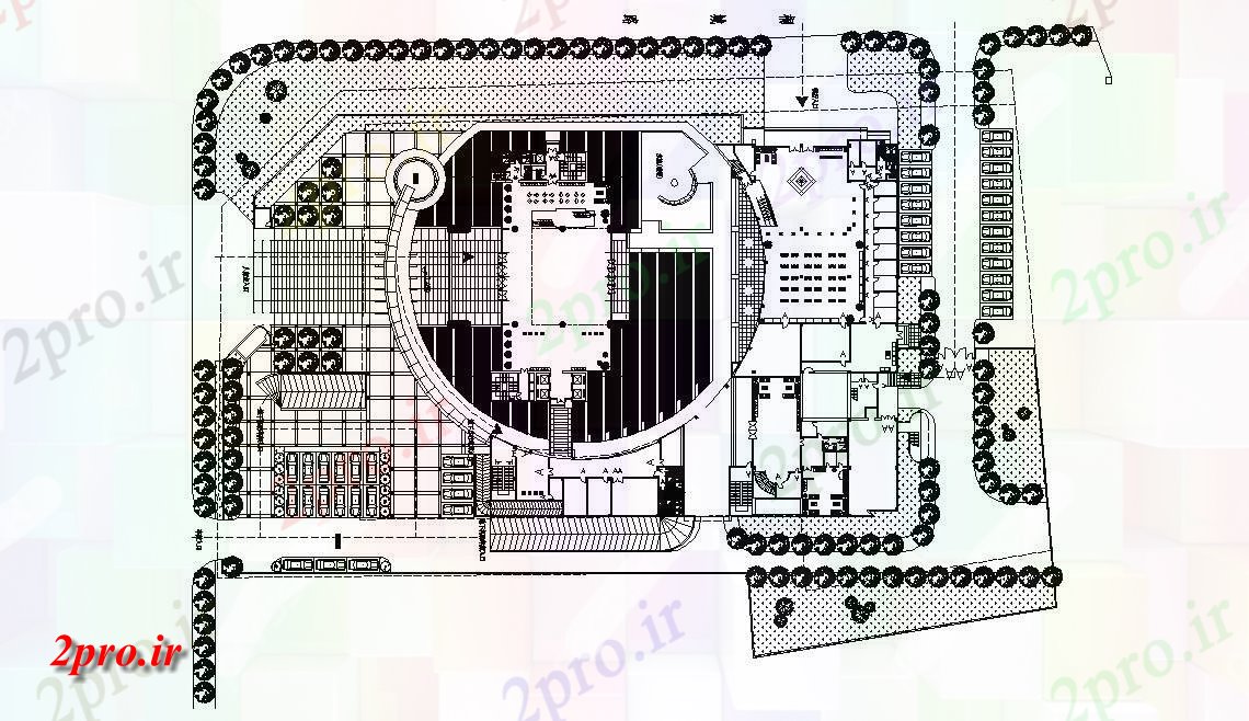 دانلود نقشه شرکت ، دفتر کار ، تجاری 65×113 متر 66 در 110 متر (کد32861)