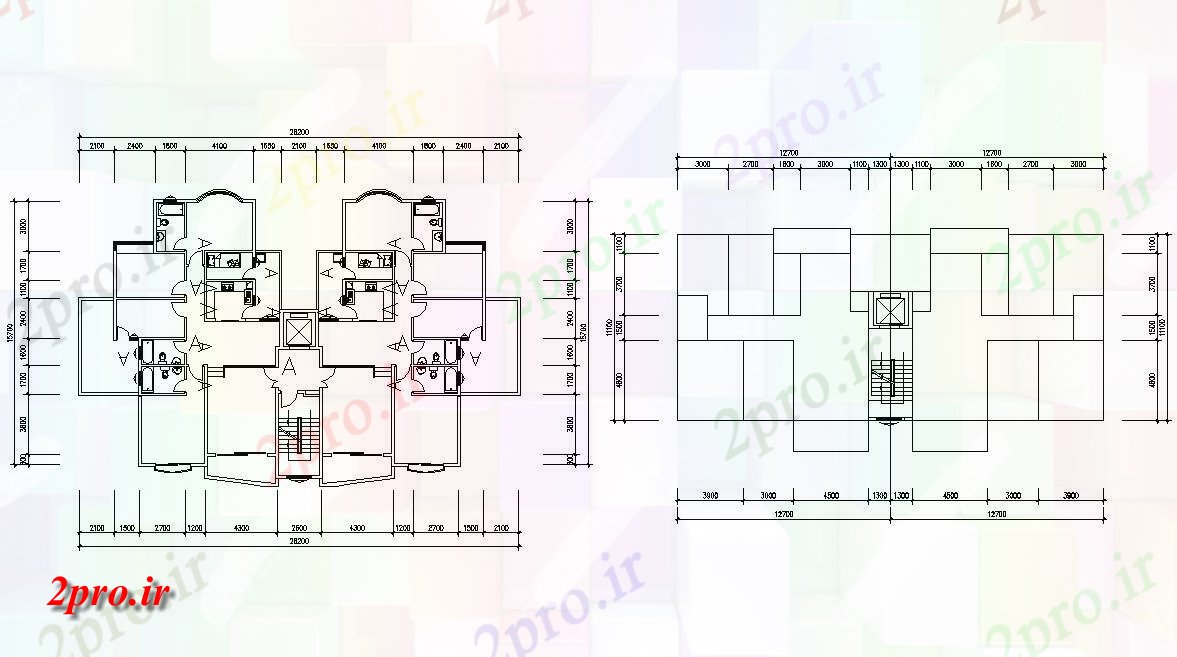 دانلود نقشه مسکونی  ، ویلایی ، آپارتمان 15×26 متر (کد32891)