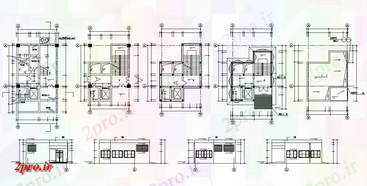دانلود نقشه مسکونی  ، ویلایی ، آپارتمان 8×14 متر (کد32908)