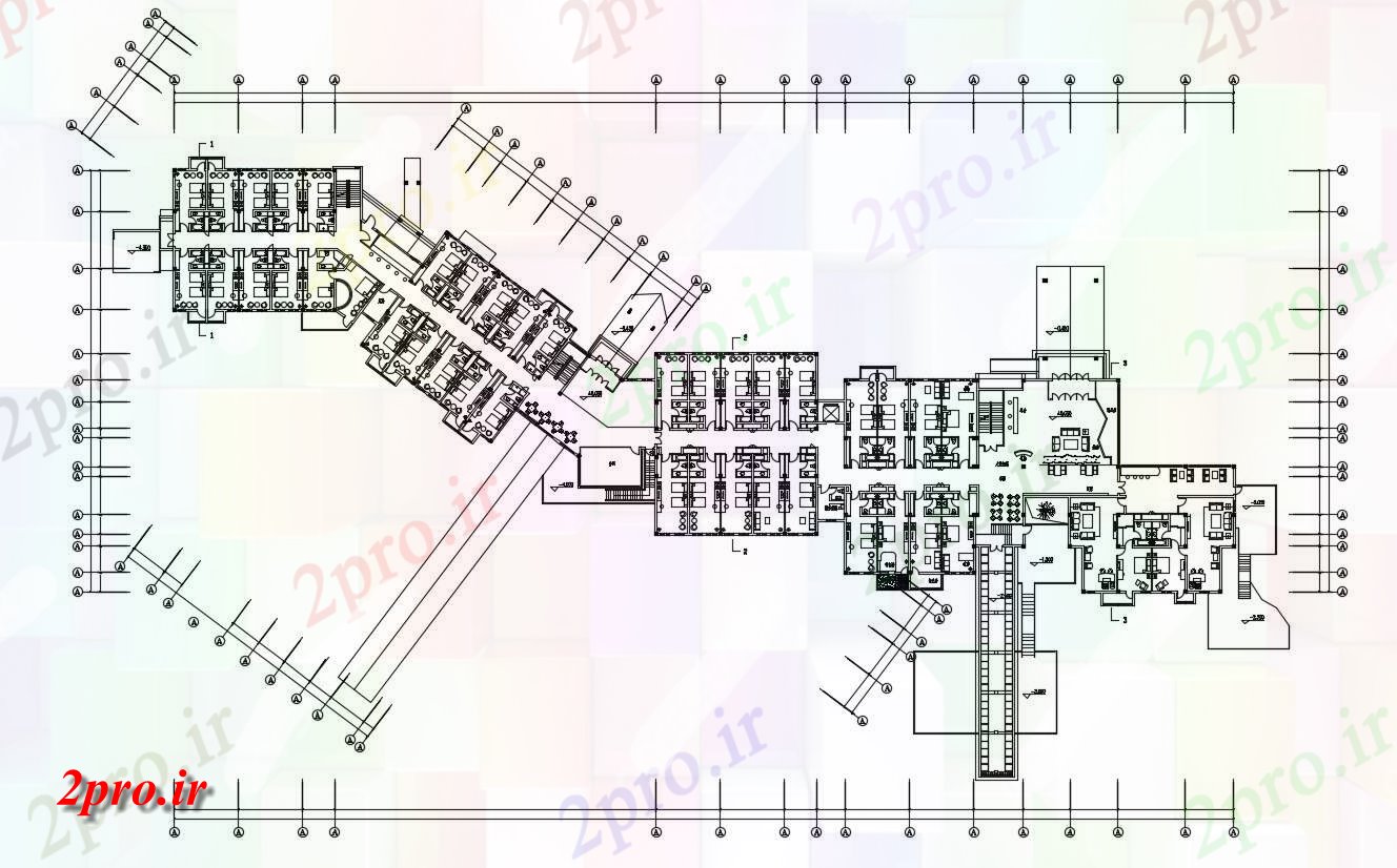 دانلود نقشه محوطه سازی اداری ، تجاری ، دفتر کار 13×33 متر (کد30680)