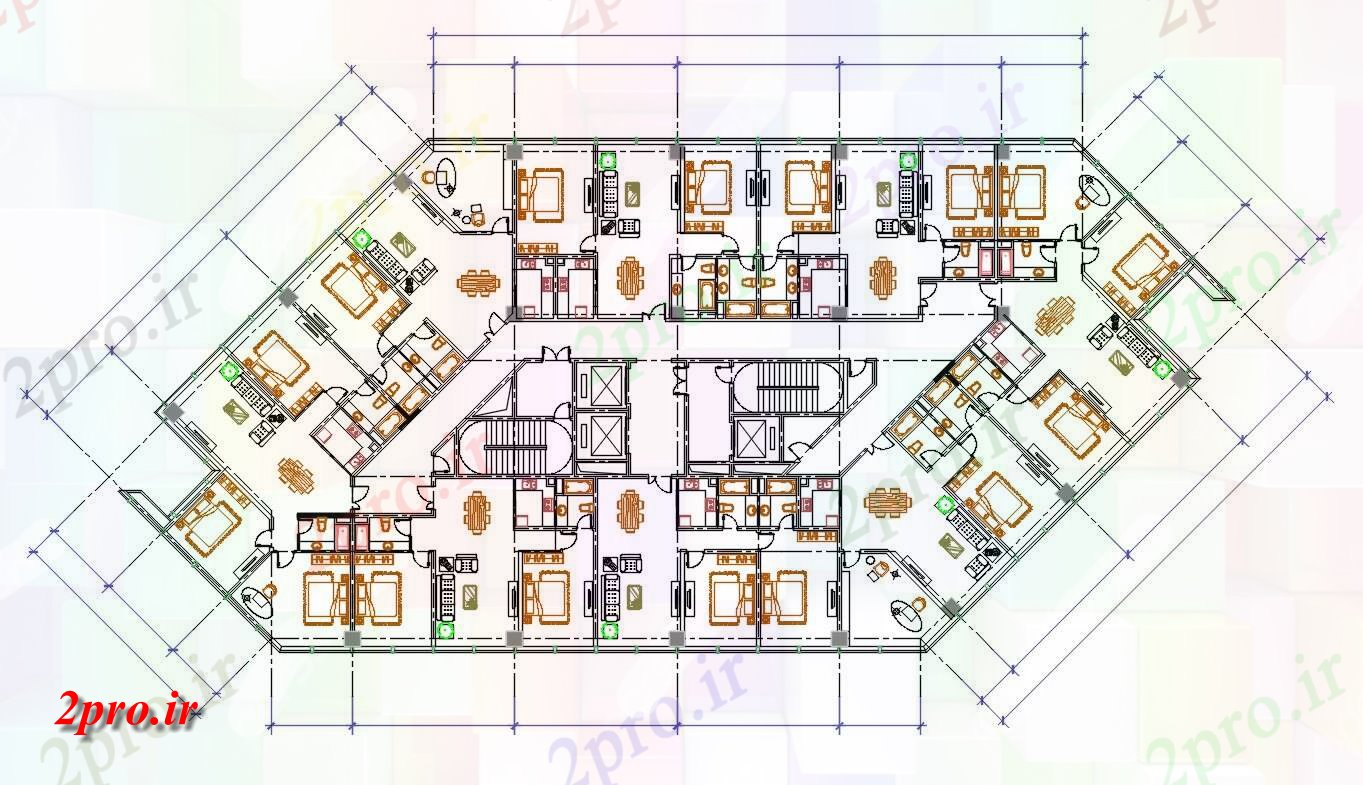 دانلود نقشه مسکونی  ، ویلایی ، آپارتمان 24×33 متر (کد32927)