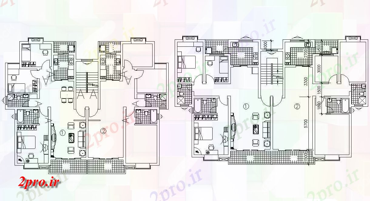 دانلود نقشه مسکونی  ، ویلایی ، آپارتمان 14×20 متر (کد32975)