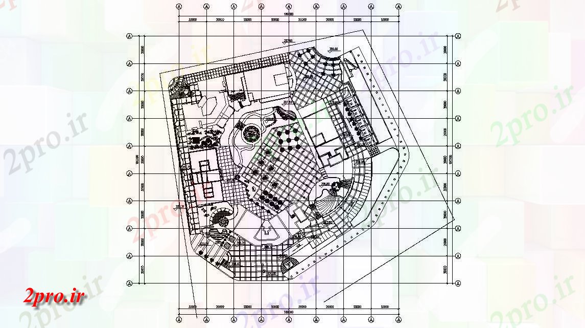 دانلود نقشه محوطه سازی ویلا ، مسکونی ، دوبلکس 16×18 متر (کد32996)