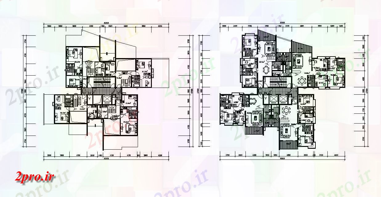 دانلود نقشه مسکونی ، ویلا ، دوبلکس ، اپارتمان 27×30 متر (کد33051)