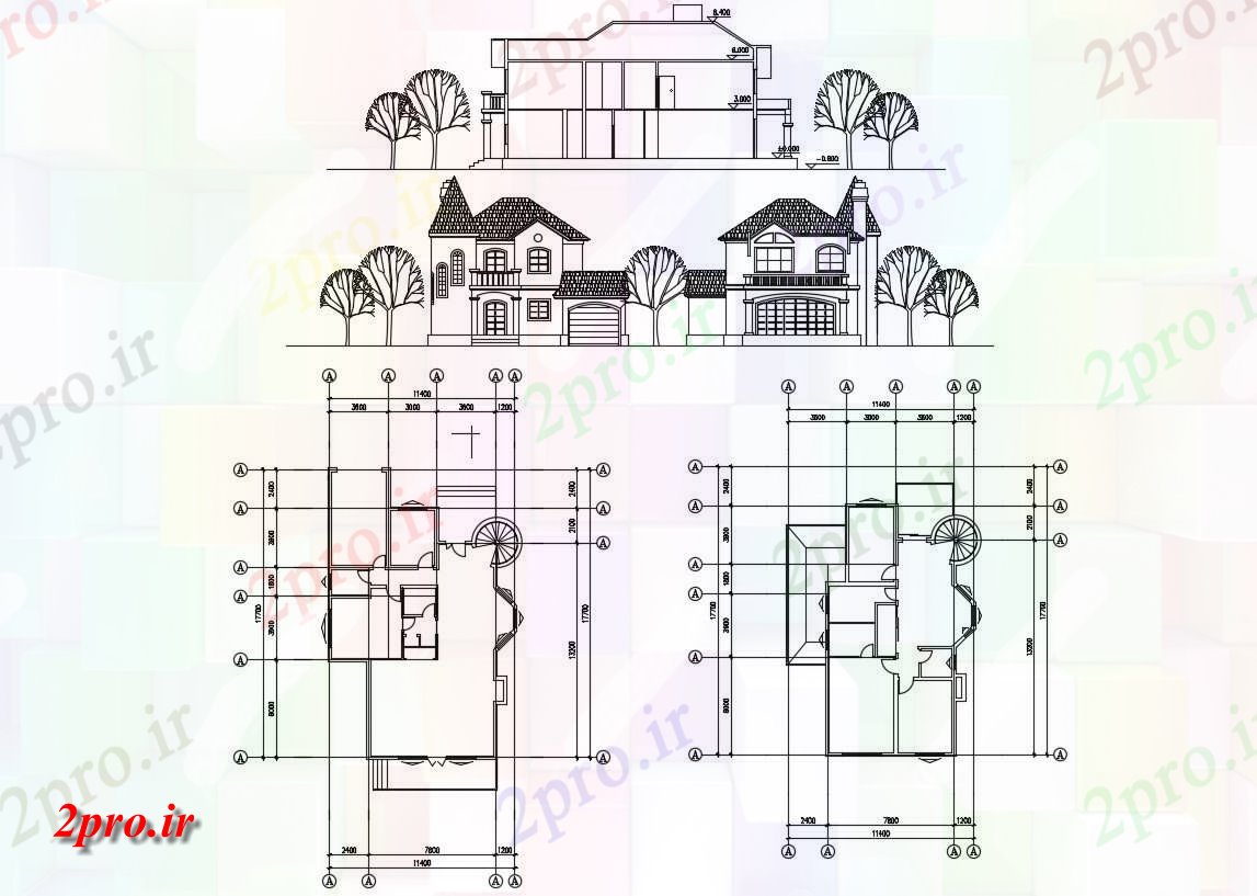 دانلود نقشه مسکونی ، ویلا ، دوبلکس ، اپارتمان 11×17 متر (کد33081)