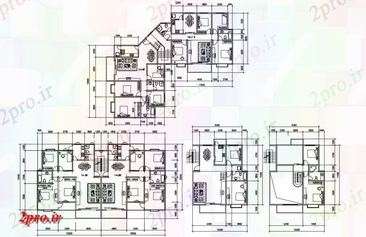 دانلود نقشه مسکونی ، ویلا ، دوبلکس ، اپارتمان   (کد33123)