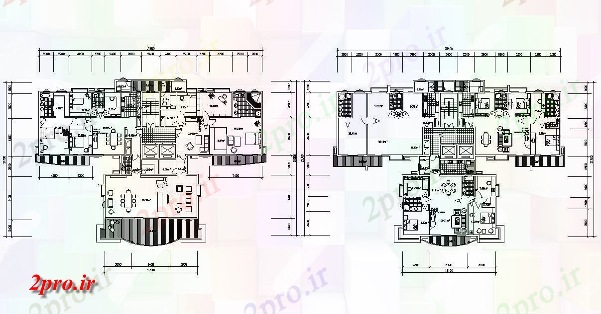 دانلود نقشه مسکونی ، ویلا ، دوبلکس ، اپارتمان 21×31 متر (کد33133)