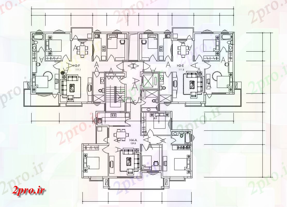 دانلود نقشه مسکونی ، ویلا ، دوبلکس ، اپارتمان 18×26 متر (کد33185)