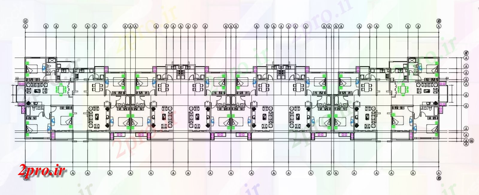 دانلود نقشه مسکونی ، ویلا ، دوبلکس ، اپارتمان 14×72 متر (کد33186)