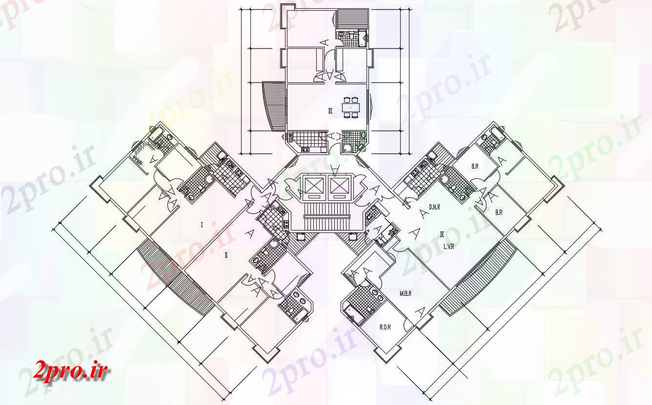 دانلود نقشه مسکونی ، ویلا ، دوبلکس ، اپارتمان 30×41 متر (کد33235)