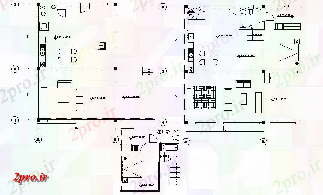 دانلود نقشه مسکونی ، ویلا ، دوبلکس ، اپارتمان 11×11 متر (کد33277)