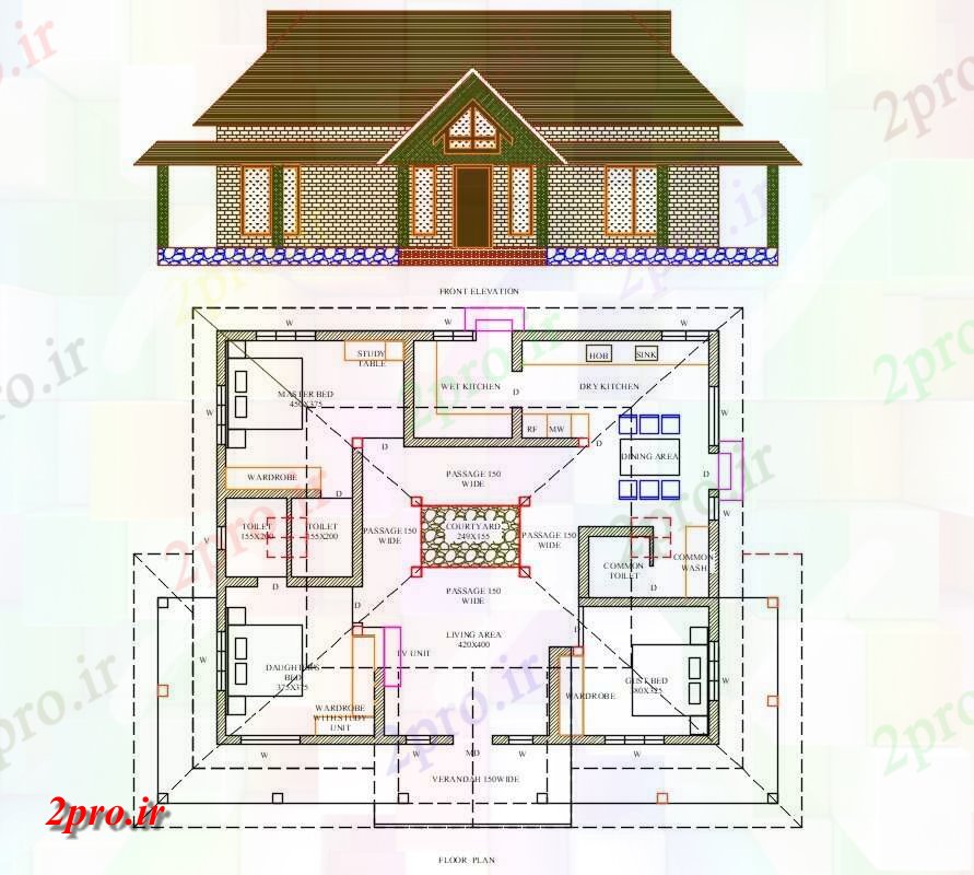 دانلود نقشه مسکونی ، ویلا ، دوبلکس ، اپارتمان 10×12 متر (کد33284)