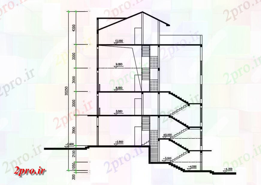 دانلود نقشه نما و برش ساختمان ، برج ، اپارتمان   (کد33340)