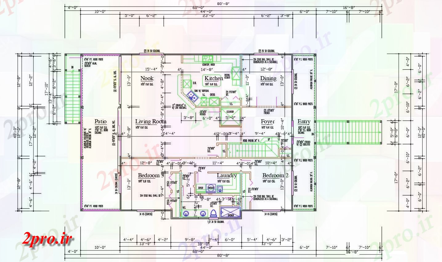 دانلود نقشه مسکونی ، ویلا ، دوبلکس ، اپارتمان 47×96 متر (کد33376)