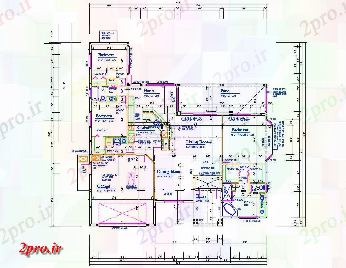 دانلود نقشه مسکونی ، ویلا ، دوبلکس ، اپارتمان 71×74 متر (کد33384)