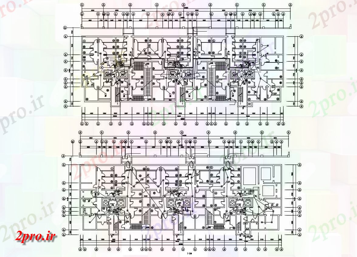 دانلود نقشه تجاری ، اداری ، دفتر کار 21×64 متر (کد33386)