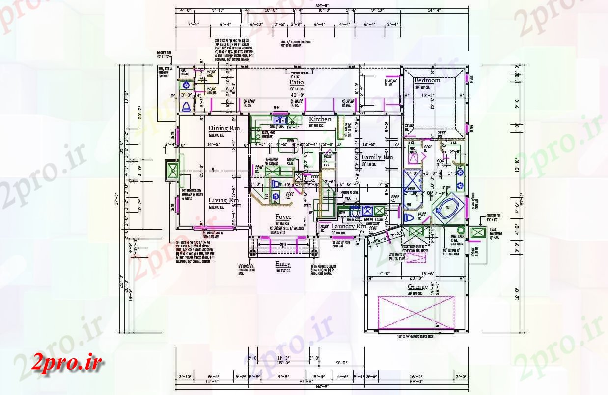 دانلود نقشه مسکونی ، ویلا ، دوبلکس ، اپارتمان 68×74 متر (کد33388)