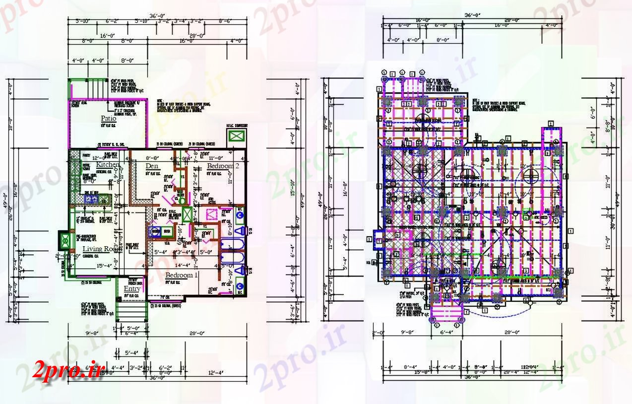 دانلود نقشه مسکونی ، ویلا ، دوبلکس ، اپارتمان 43×58 متر (کد33398)