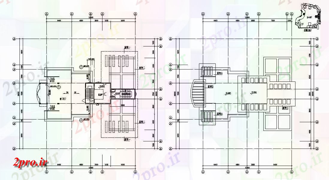 دانلود نقشه تجاری ، اداری ، دفتر کار 22×28 متر (کد33439)