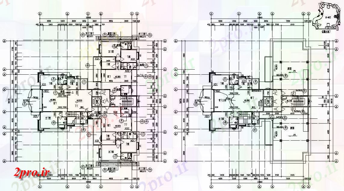 دانلود نقشه تجاری ، اداری ، دفتر کار 22×28 متر (کد33440)