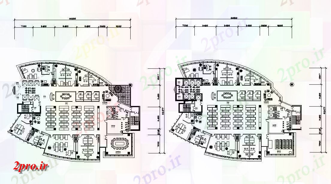 دانلود نقشه دفتر کار ، تجاری ، اداری ، کارگاه ، کارخانه ، شرکت ، اتاق جلسه 32×44 متر (کد33450)