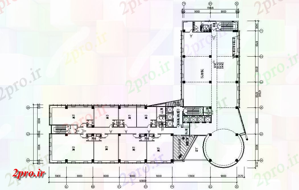 دانلود نقشه هتل ،مهمانسرا ، خوابگاه ، متل 47×63 متر (کد33466)