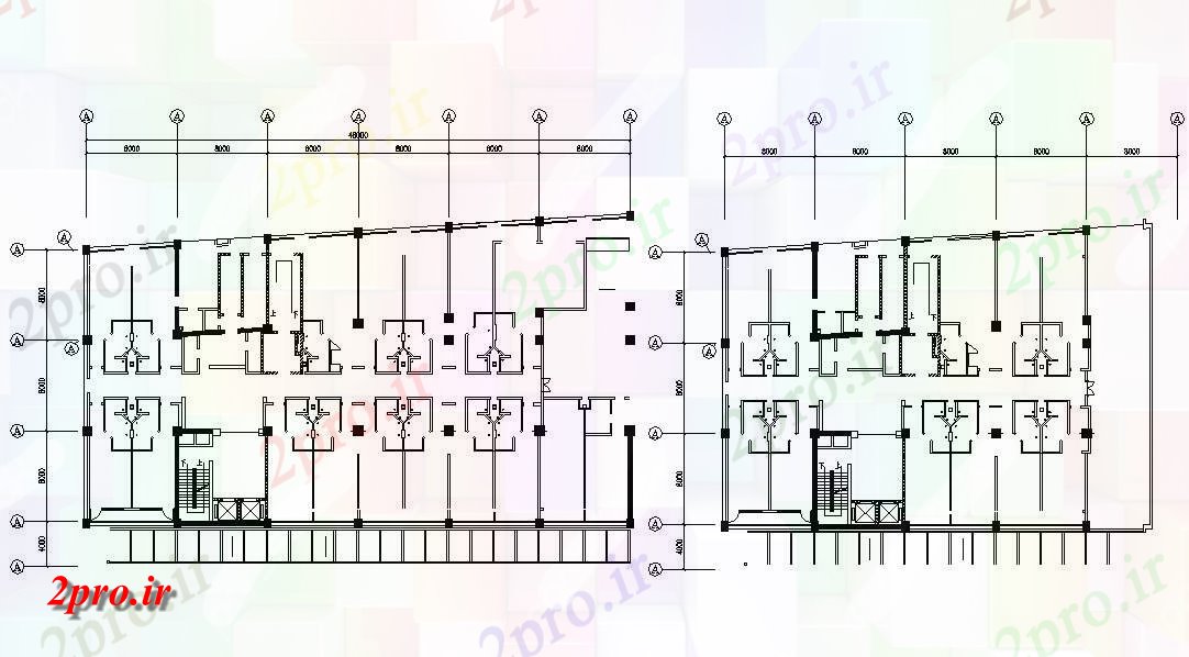 دانلود نقشه طراحی هتل ،مهمانسرا 28×48 متر (کد33494)