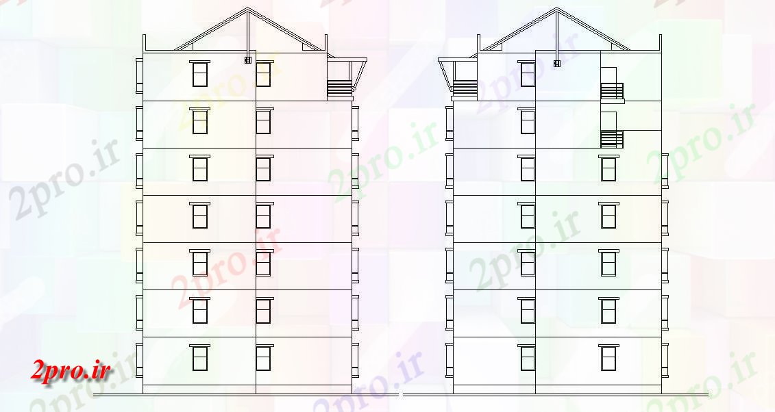 دانلود نقشه  نما آپارتمان مسکونی ، ویلا   (کد33517)