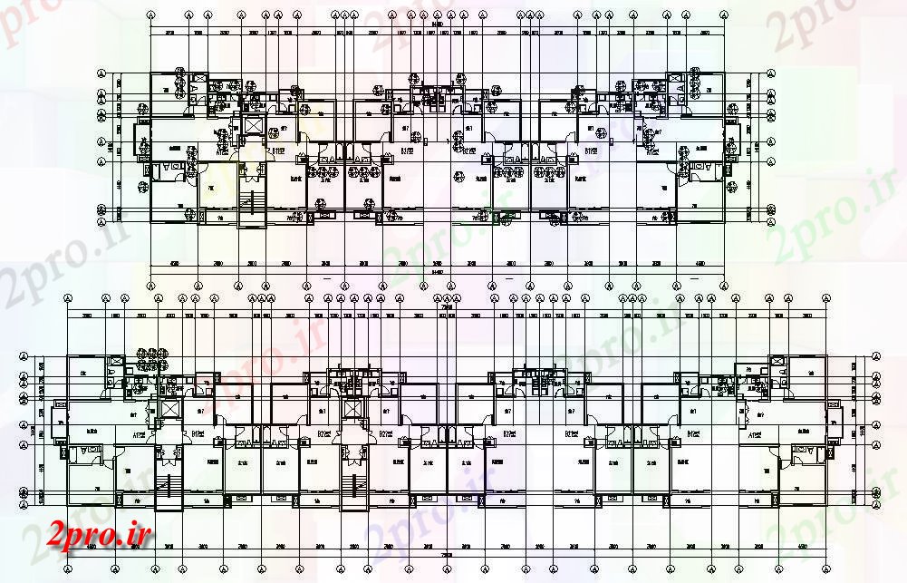 دانلود نقشه آپارتمان مسکونی ، ویلا ، دوبلکس 14×72 متر 14 در 72 متر (کد33526)