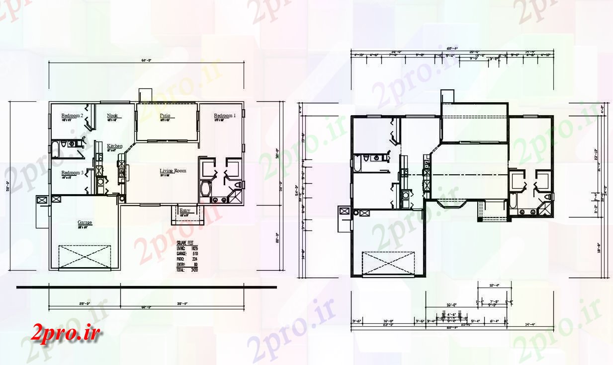 دانلود نقشه مسکونی  ، ویلایی ، آپارتمان 54×62 متر (کد33528)