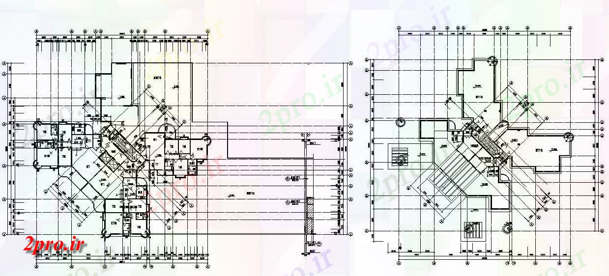 دانلود نقشه دفتر تجاری ، اداری ، بازرگانی 38×38 متر (کد33548)