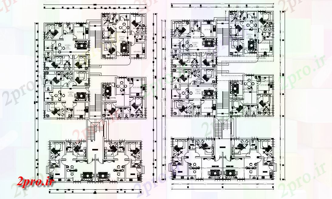 دانلود نقشه مسکونی  ، ویلایی ، آپارتمان 21×22 متر (کد33579)