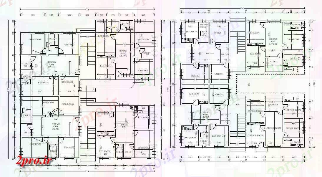 دانلود نقشه مسکونی  ، ویلایی ، آپارتمان 21×22 متر (کد33583)