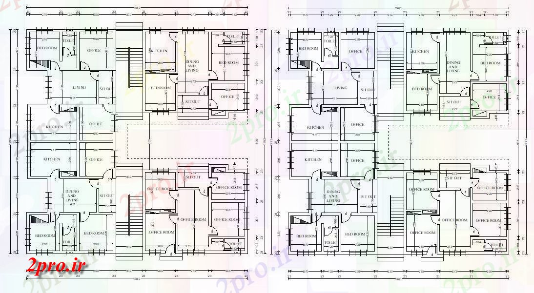 دانلود نقشه آپارتمان مسکونی ، ویلا ، دوبلکس490×498 متر (کد33585)