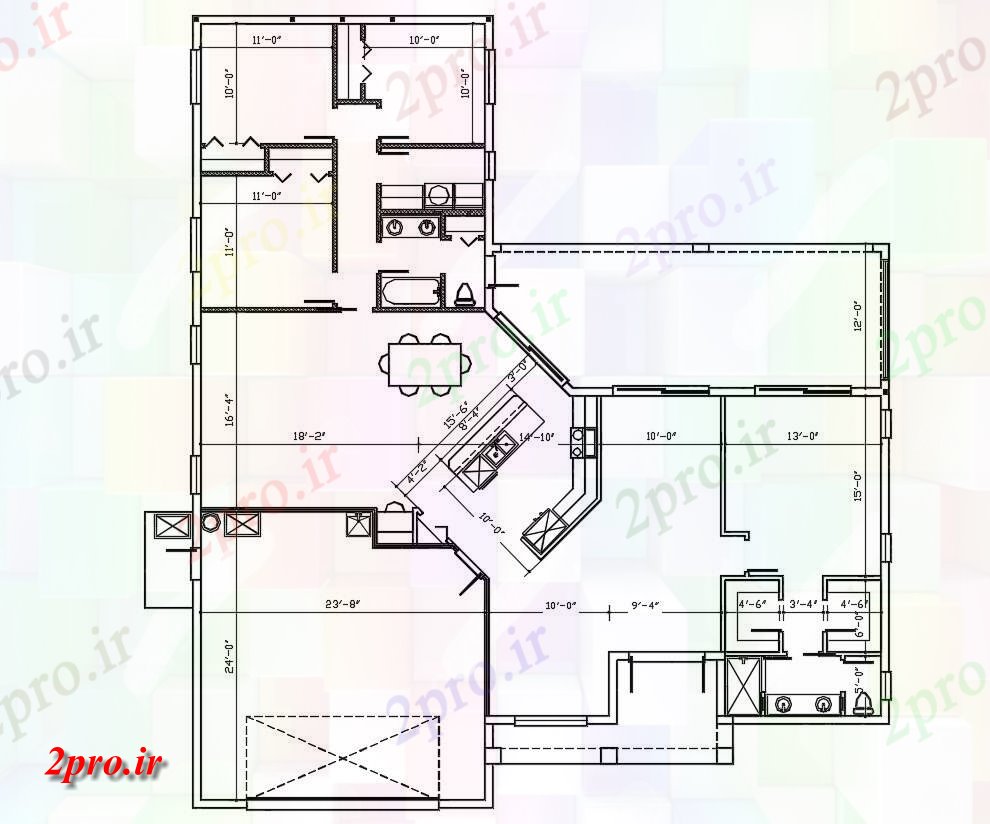 دانلود نقشه مسکونی  ، ویلایی ، آپارتمان 53×61 متر (کد33591)