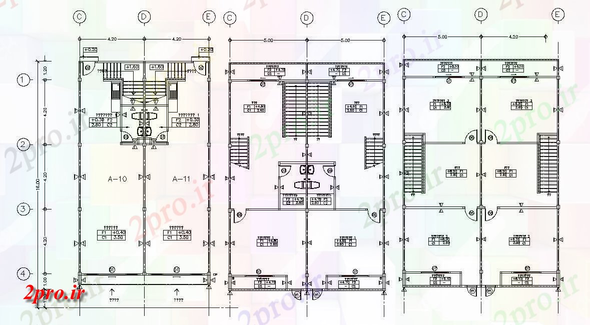 دانلود نقشه تجاری ، اداری ، دفتر کار 9×16 متر 10 در 14 متر (کد33592)