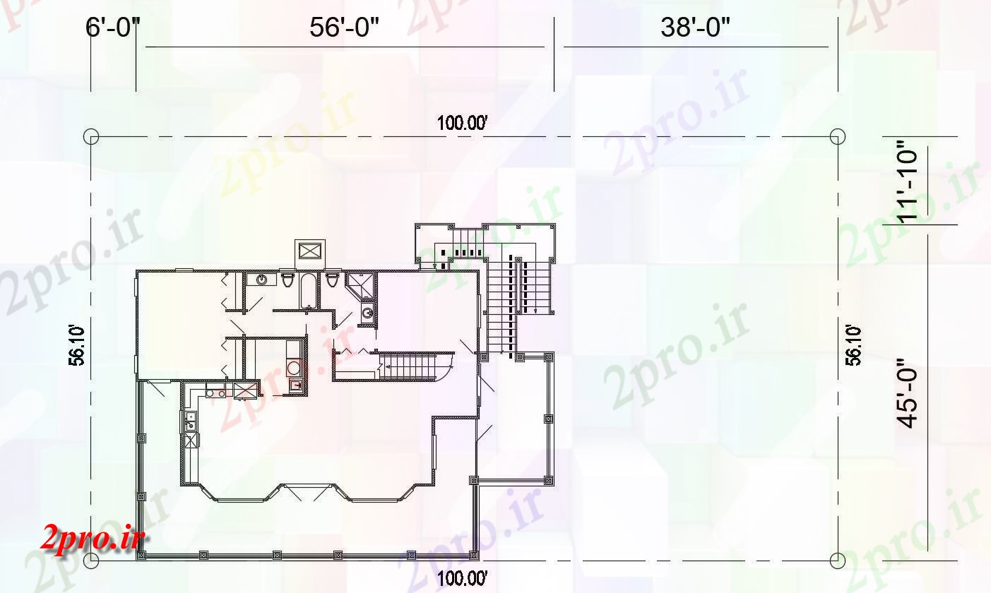 دانلود نقشه مسکونی  ، ویلایی ، آپارتمان 45×56 متر (کد33600)