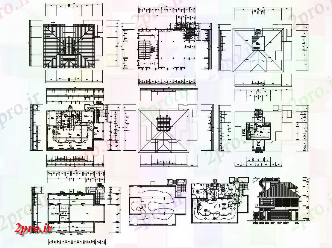 دانلود نقشه مسکونی  ، ویلایی ، آپارتمان همراه جزئیات 45×55 متر (کد33603)