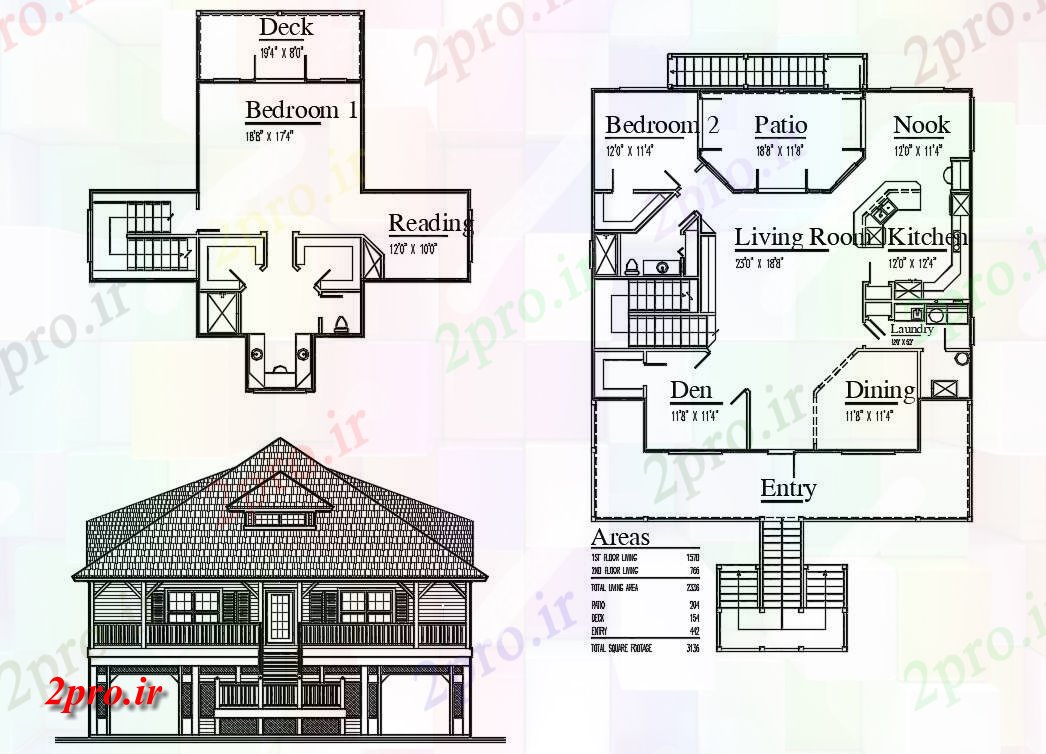 دانلود نقشه کلبه ، باغ ، ویلا 52×81 متر (کد33610)