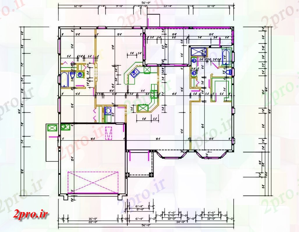 دانلود نقشه مسکونی  ، ویلایی ، آپارتمان 70×72 متر (کد33615)