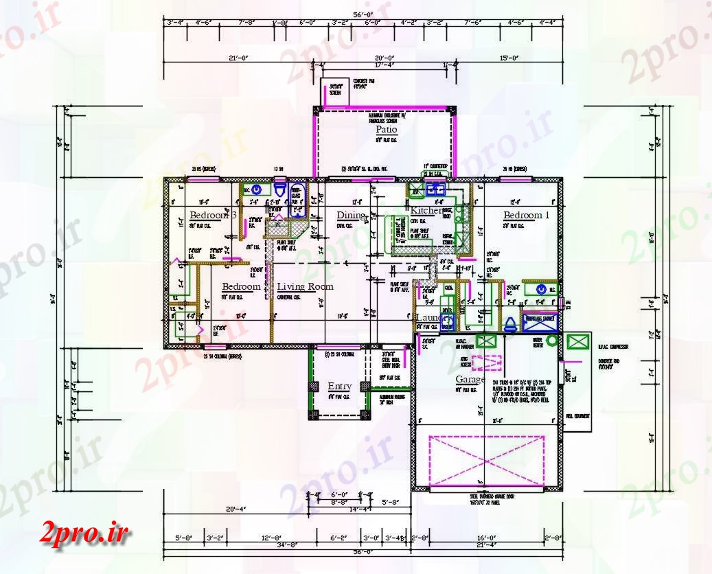 دانلود نقشه مسکونی  ، ویلایی ، آپارتمان 64×71 متر (کد33617)